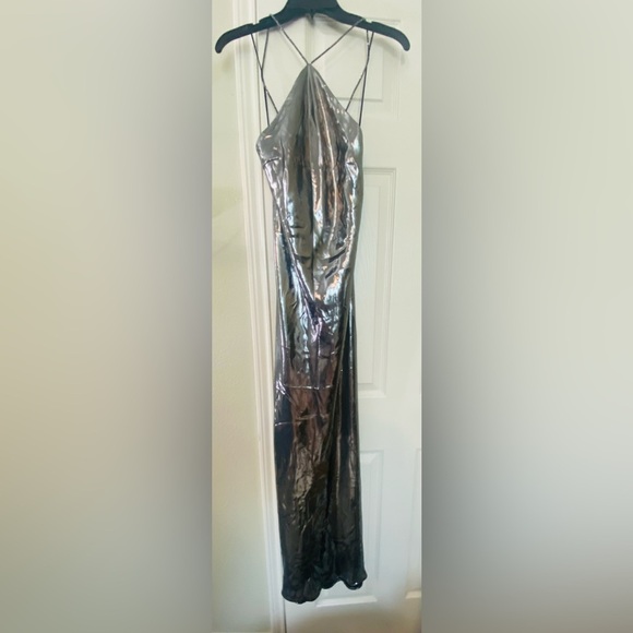 Zara Metallic silver, sparkly rhinestone strap maxi dress Size small - Picture 5 of 12